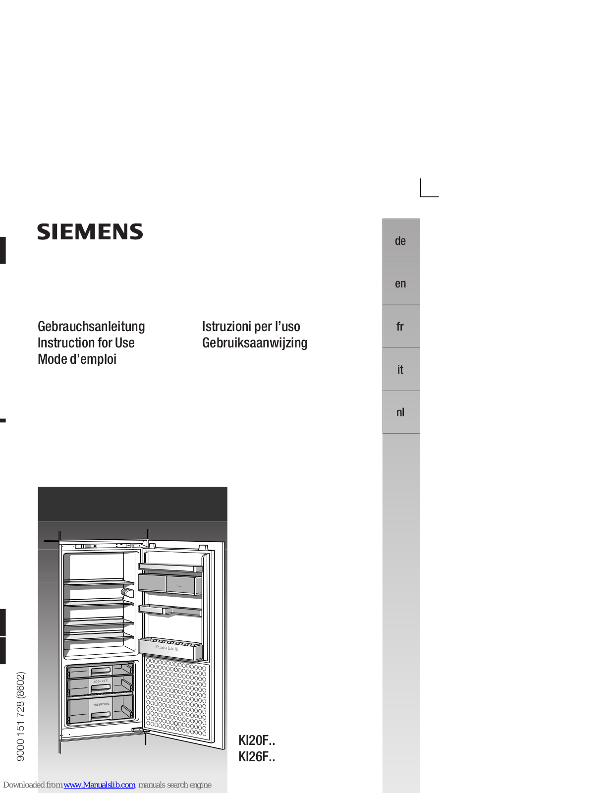 Siemens KI20F series, KI26F series Instructions For Use Manual