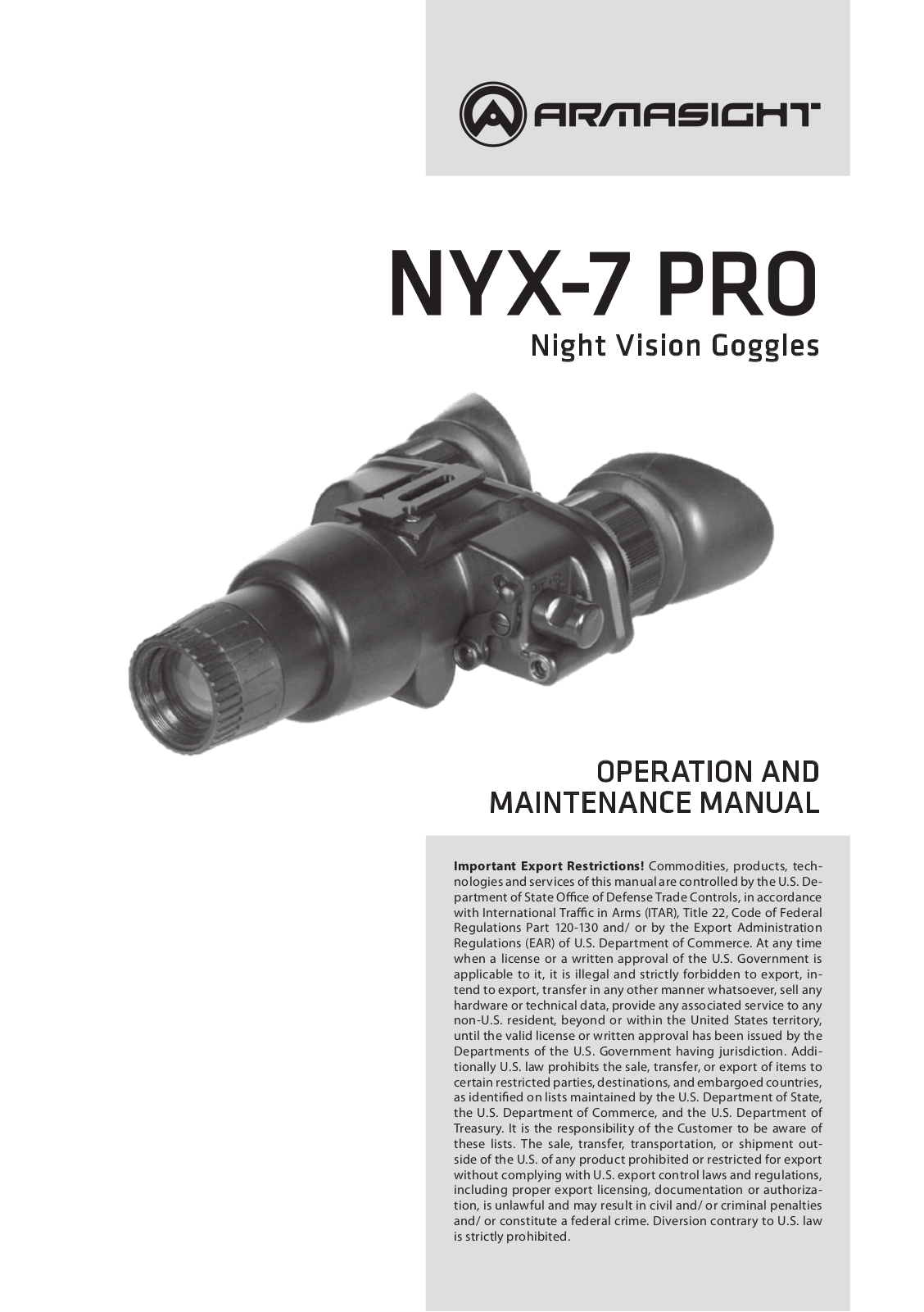 Armasight NYX-7 PRO GEN User Manual