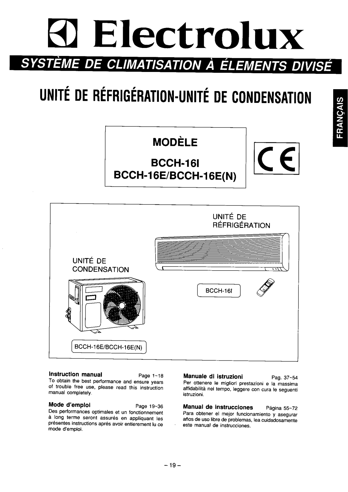 electrolux BCCH16I, BCCH16E, BCCH16E(N) Instruction  Manual