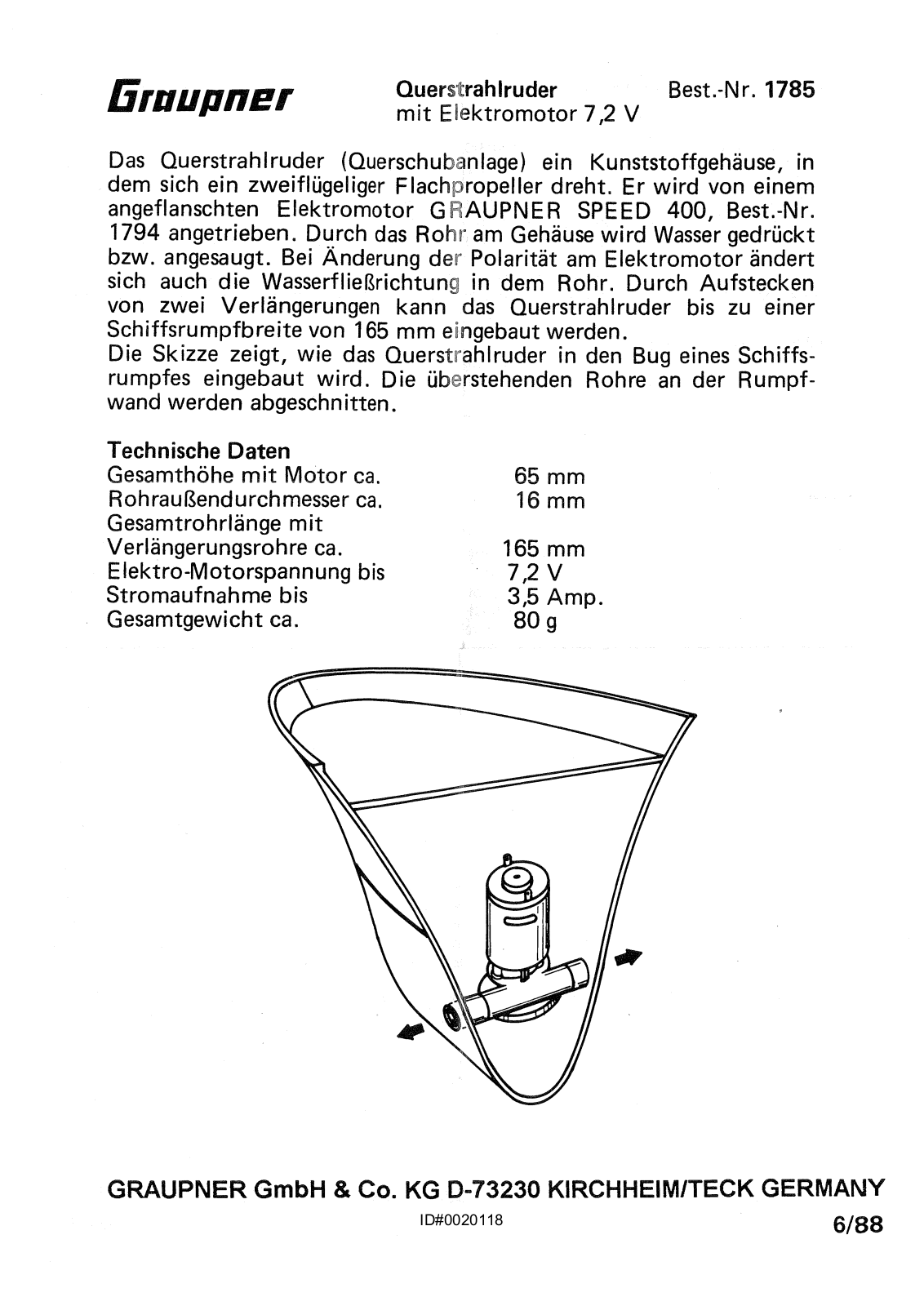 Graupner 1785 User Manual