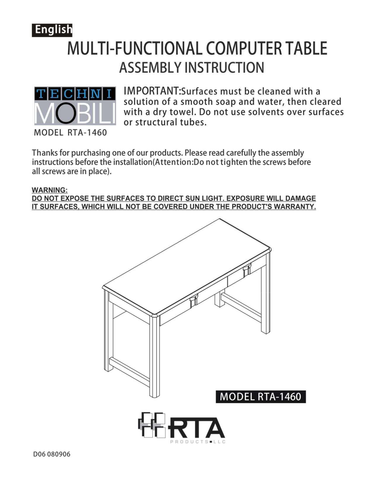 Techni Mobili RTA-1460-ES User Manual