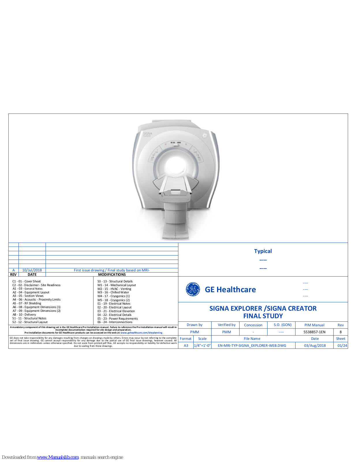 GE SIGNA EXPLORER, SIGNA CREATOR Installation Manual