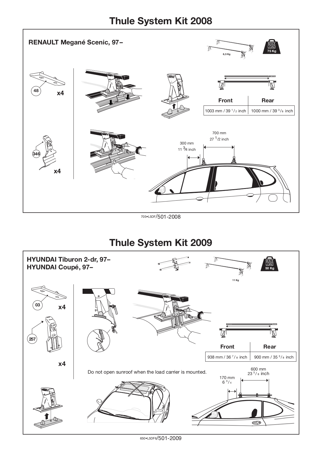 Thule 2009, 2008 User Manual