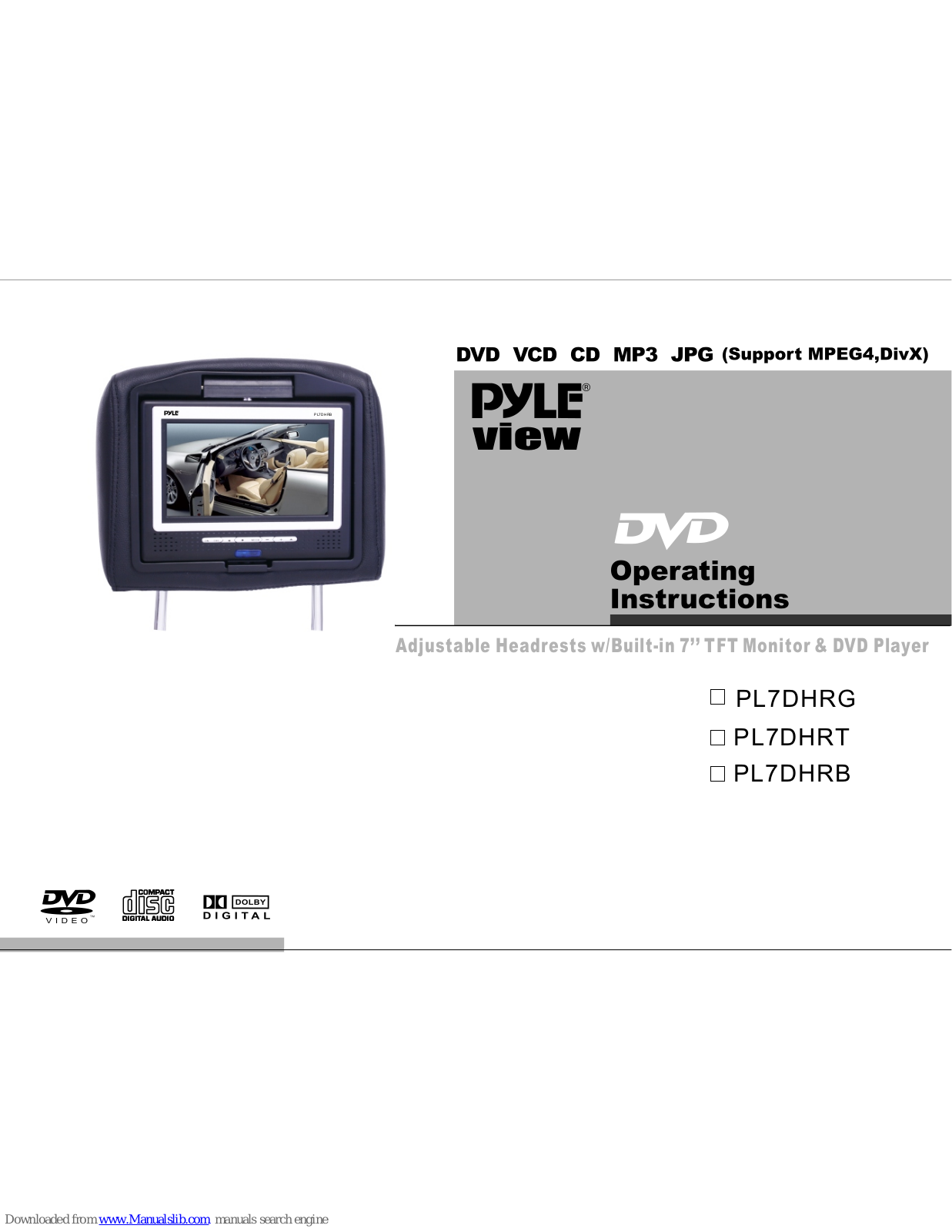 Pyle view Series PL7DHRB, PL7DHRG, PL7DHRT Operating Instructions Manual