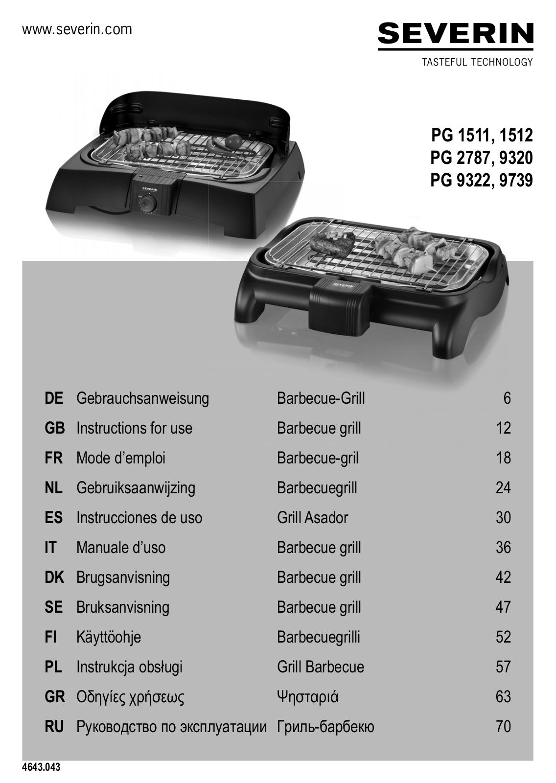 Severin PG 9320, PG 9739 User Manual