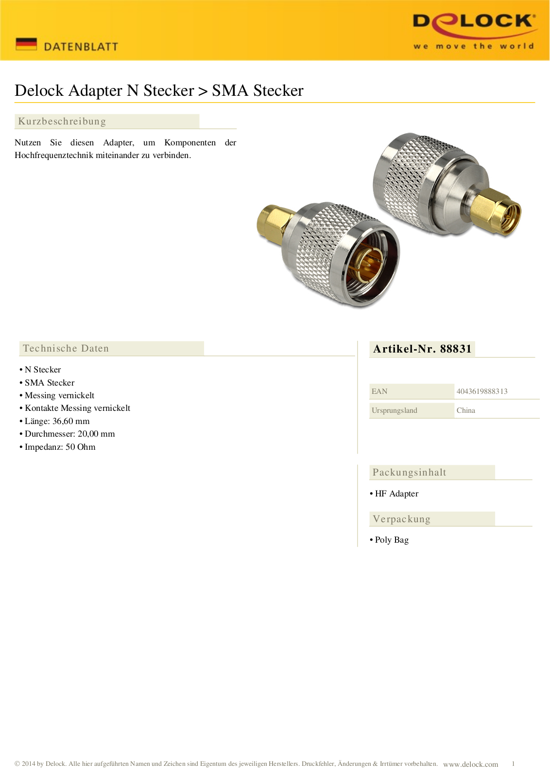 DELOCK 88831 Datasheet - ManualMachine.com