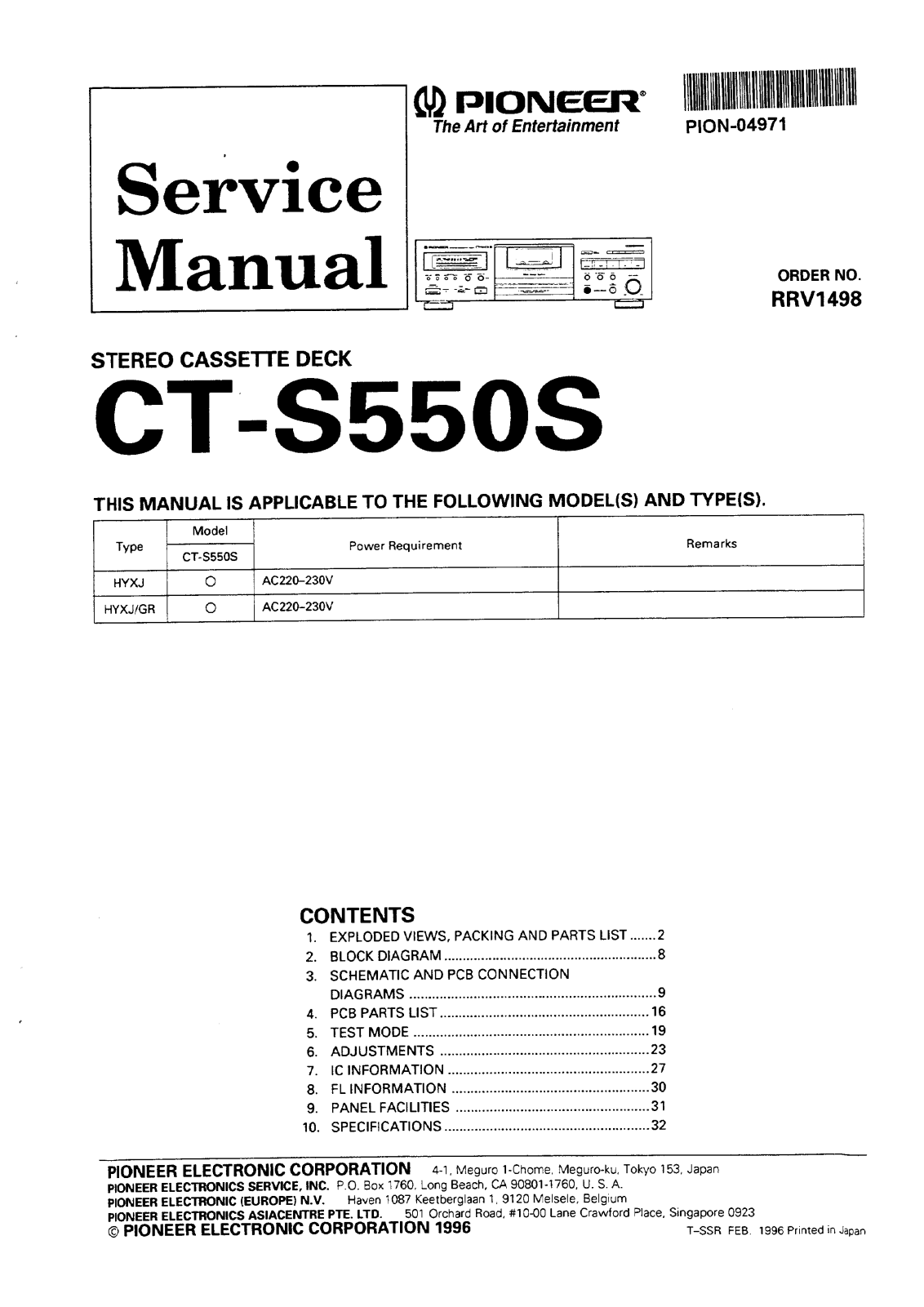 Pioneer CTS-550-S Service manual