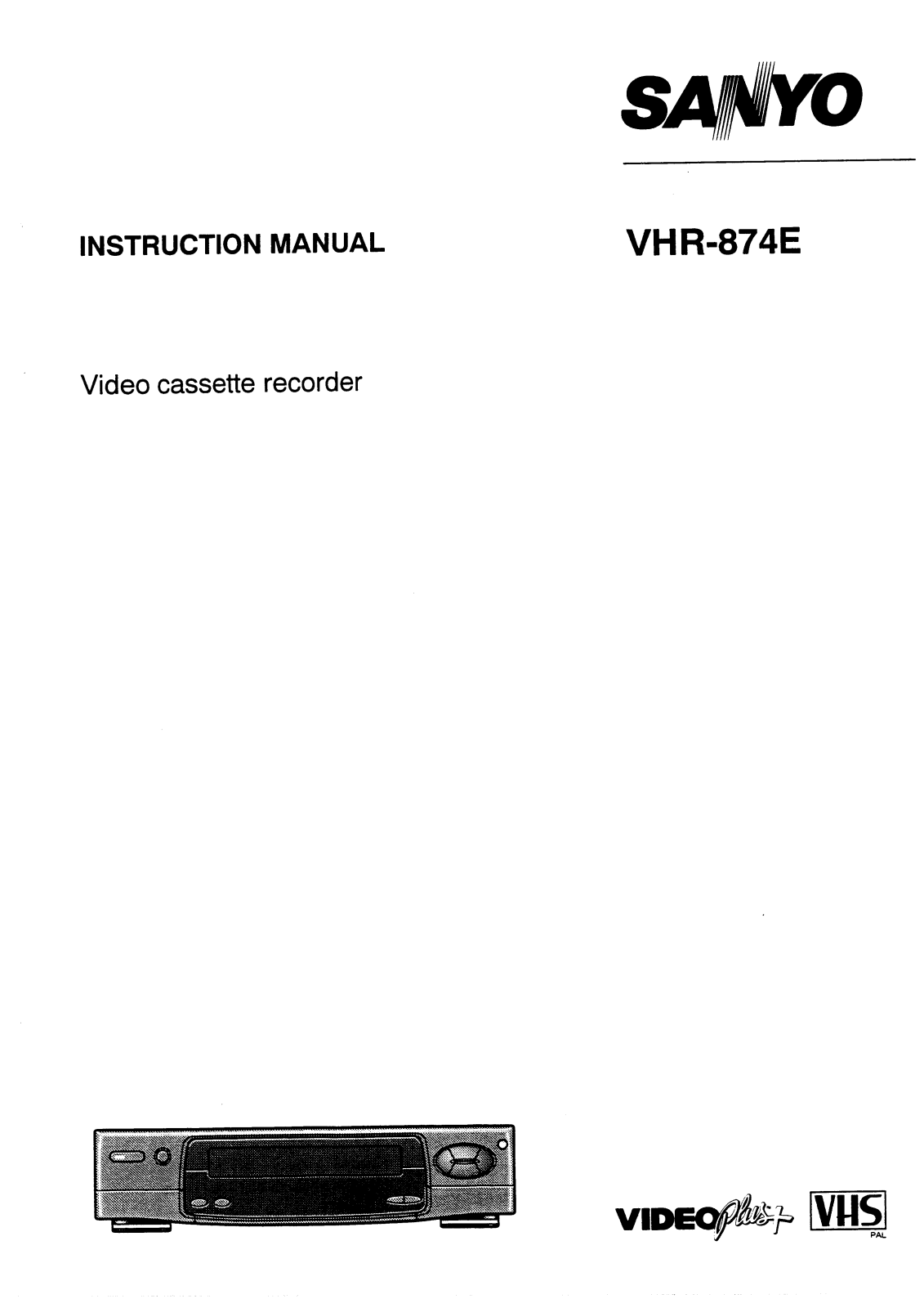 Sanyo VHR-874E Instruction Manual