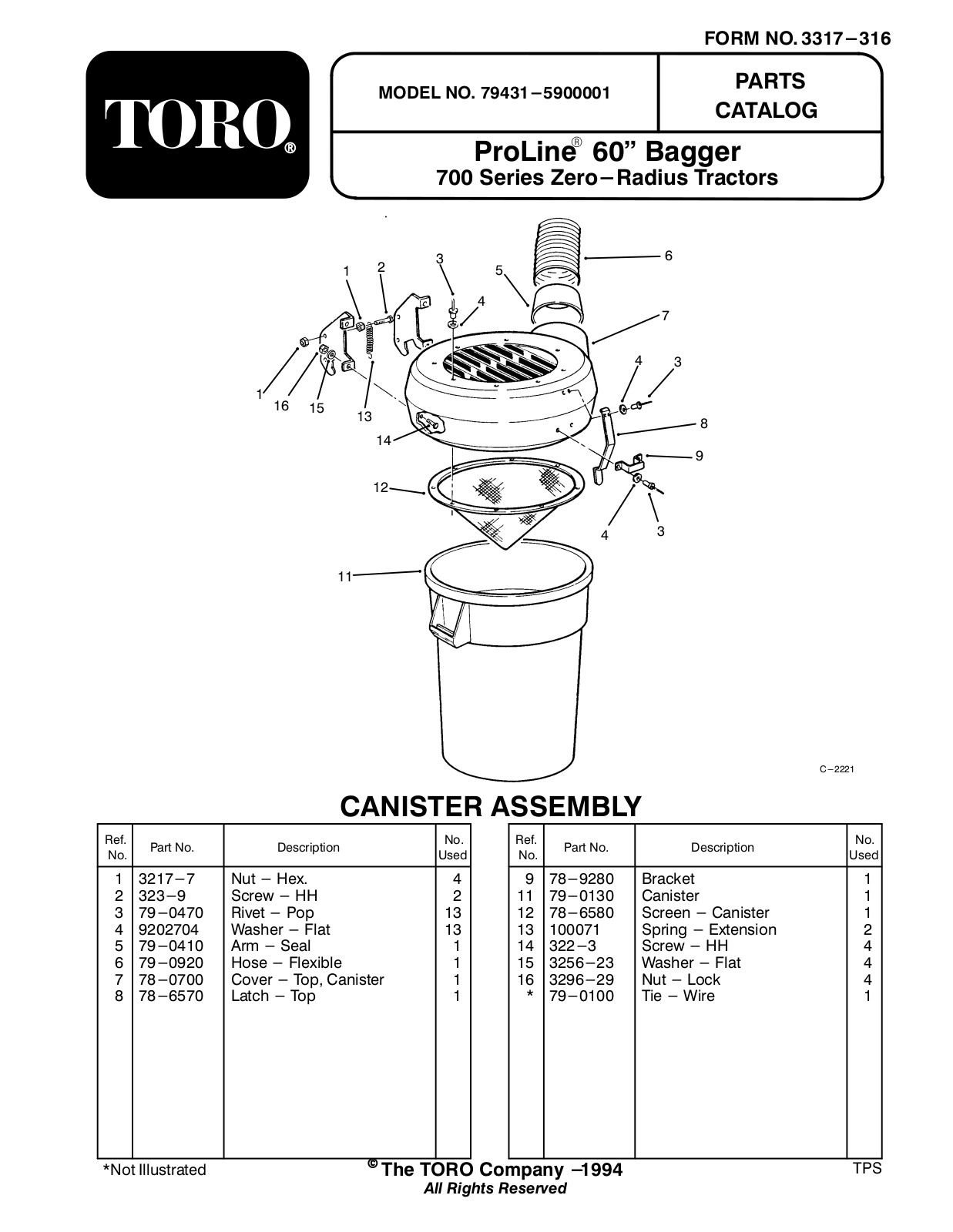 Toro 79431 Parts Catalogue