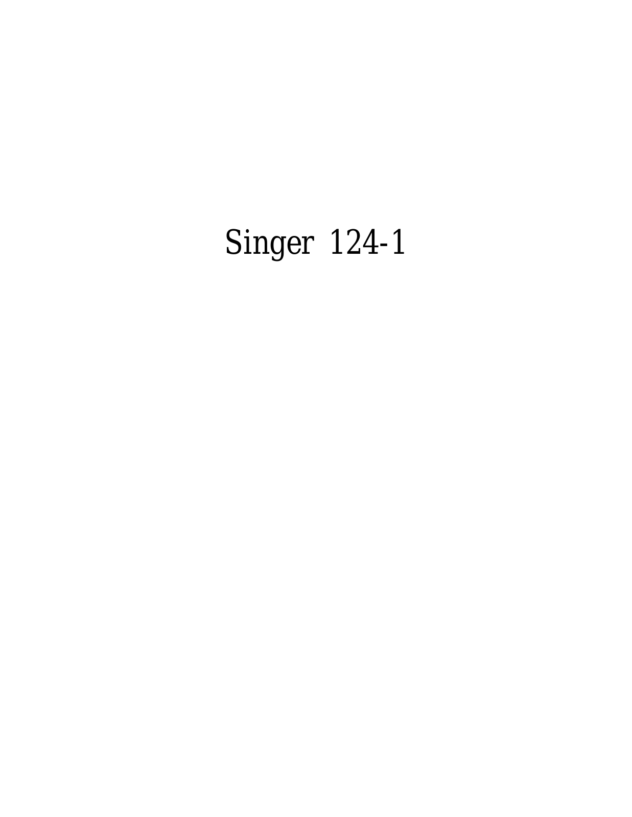 SINGER 124-1 Parts List