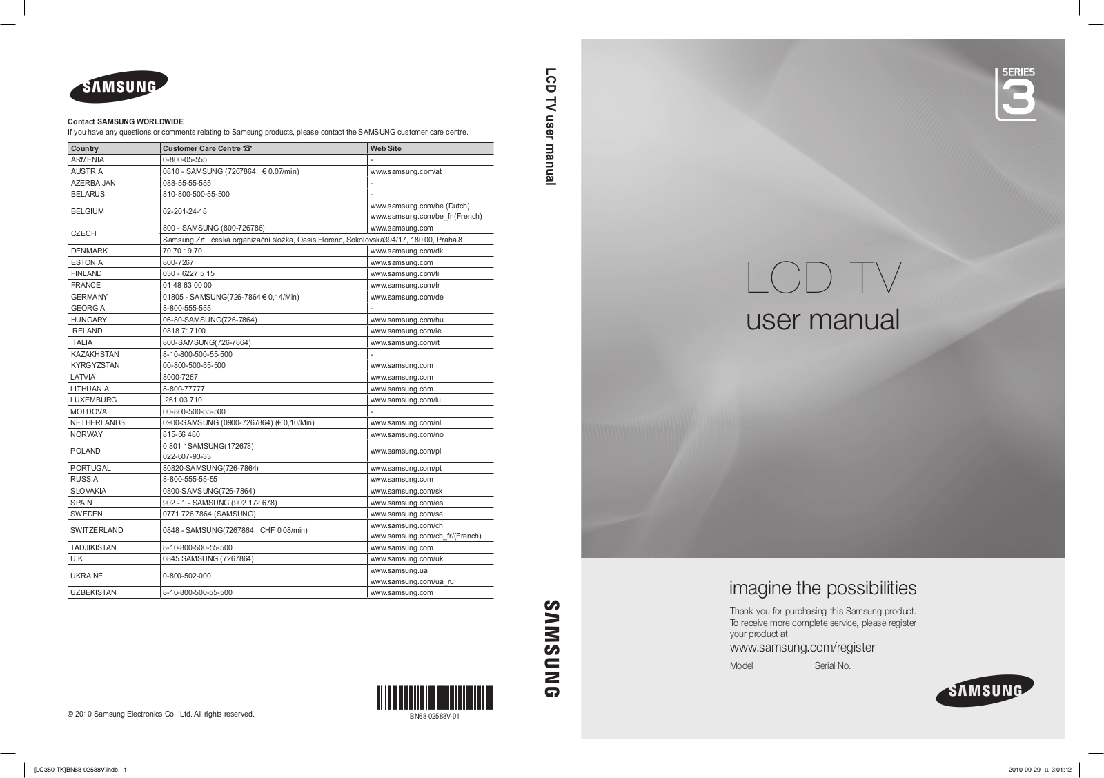 Samsung LE19C350D1W User Manual