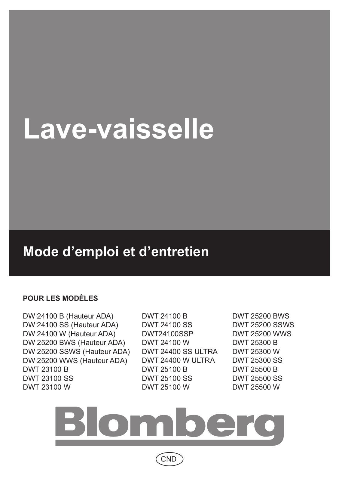 Blomberg DWT25200SSWS User Manual