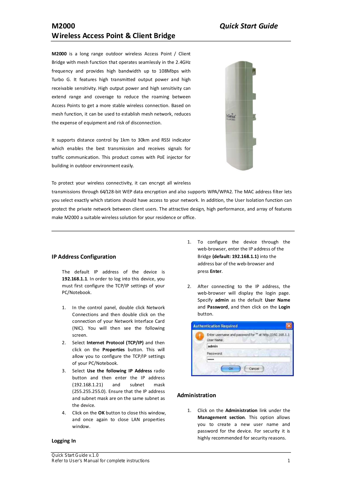 EnGenius M2000 Quick Start Manual