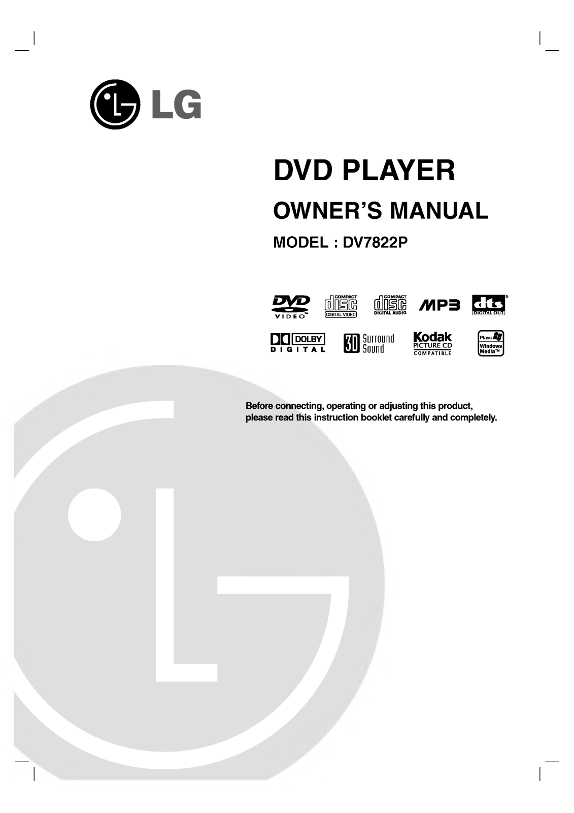 LG DV7822P User Manual