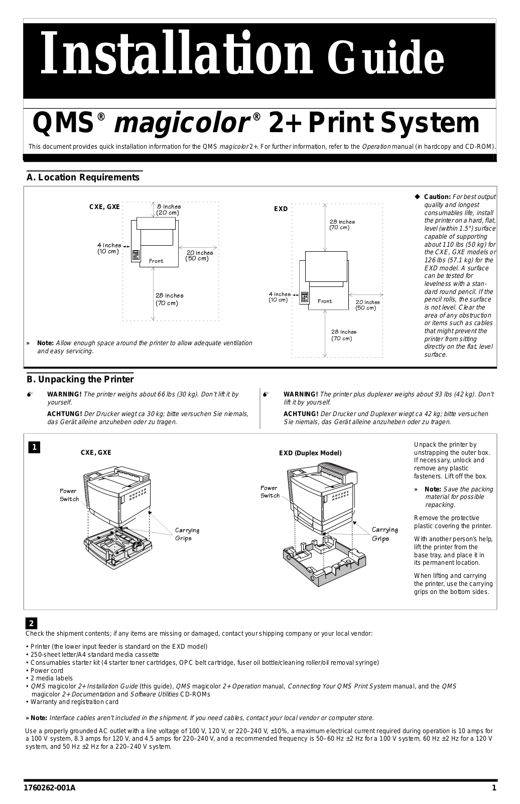 KONICA MINOLTA QMS magic 2 plus Installation Guide