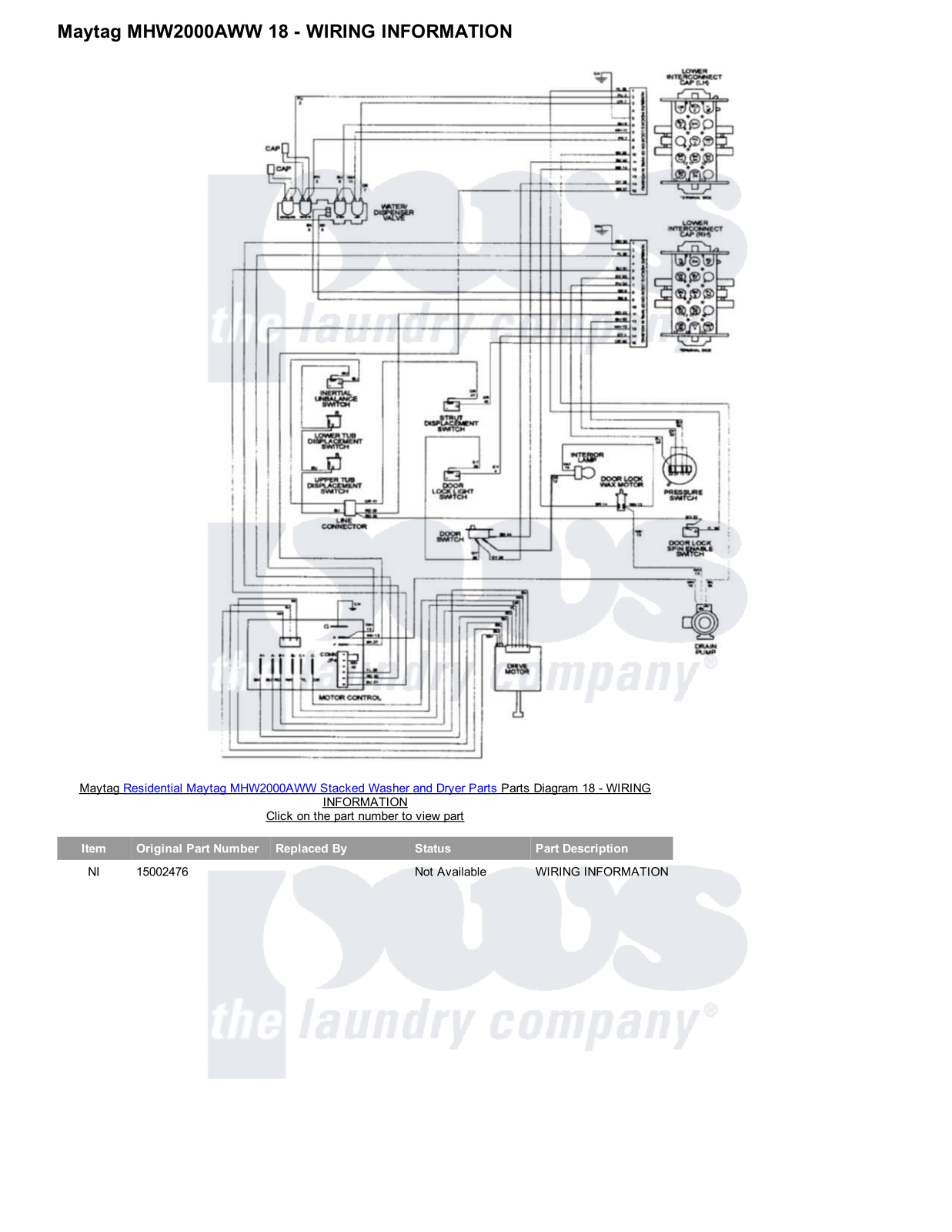 Maytag MHW2000AWW Stacked and Parts Diagram