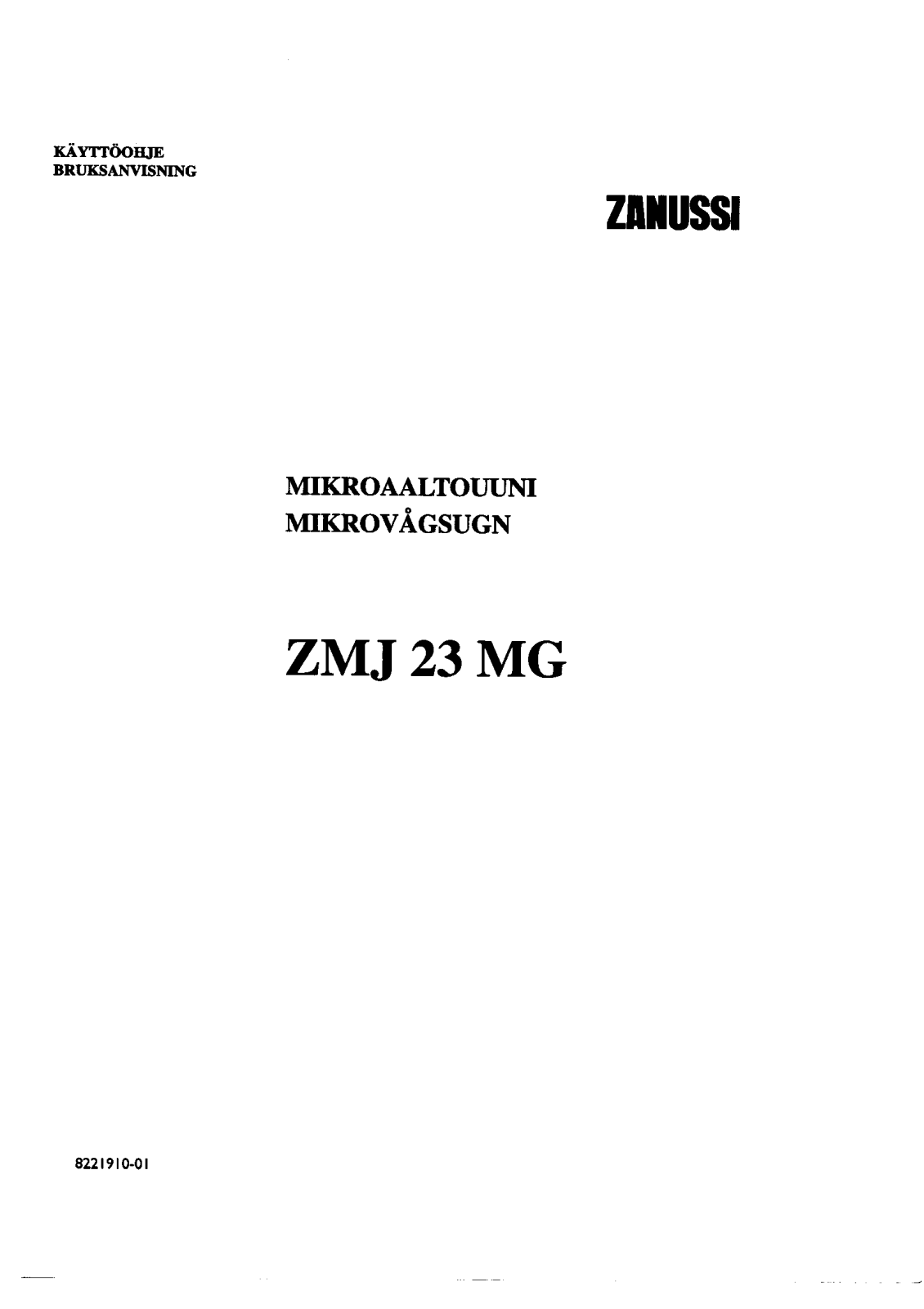 Zanussi ZMJ23MG User Manual