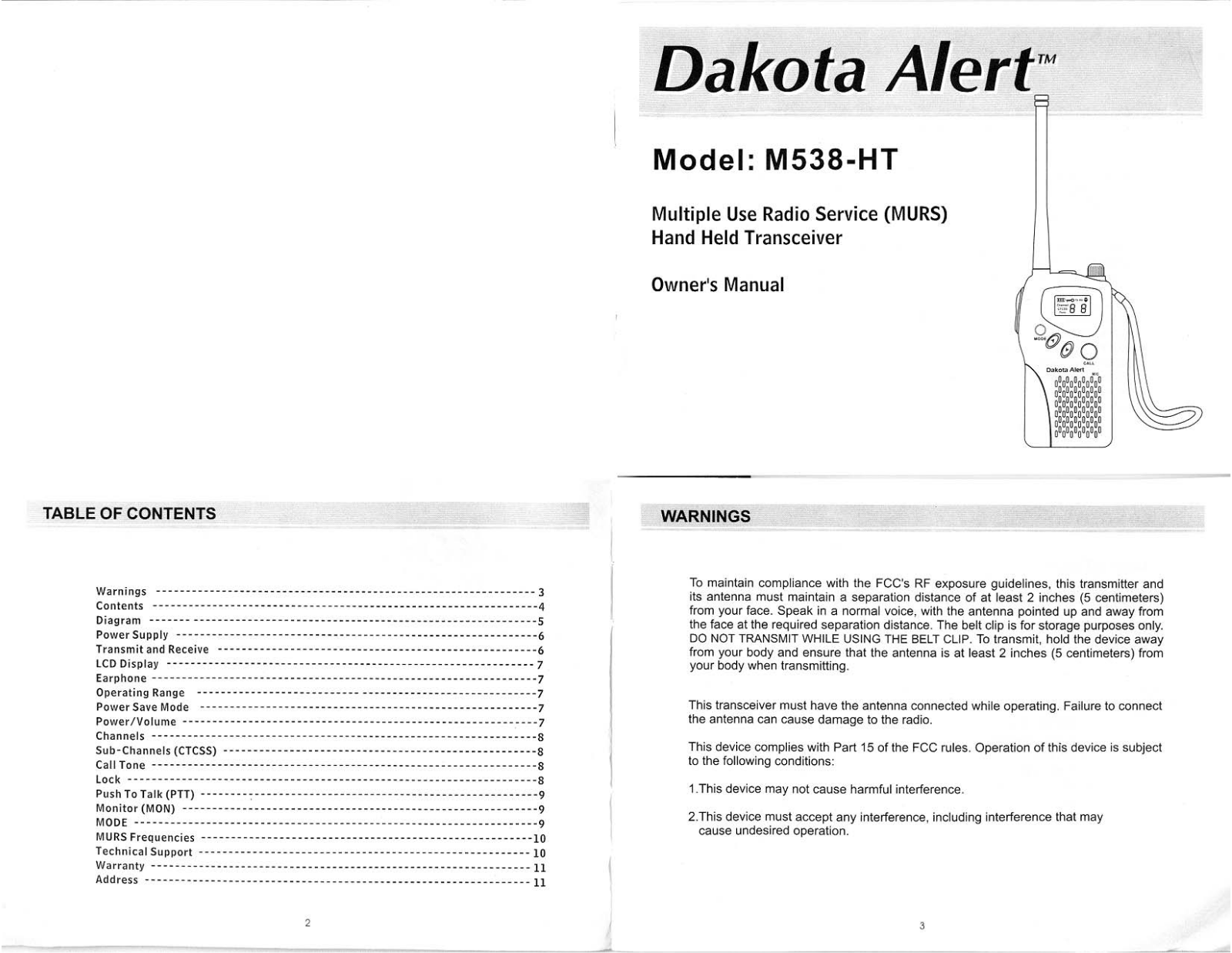 Dakota Alert M538-HT User Manual