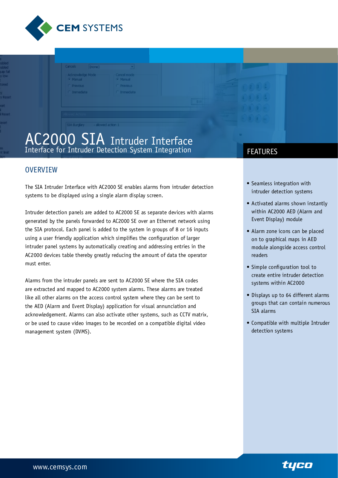 Tyco AC2000 SIA User Manual