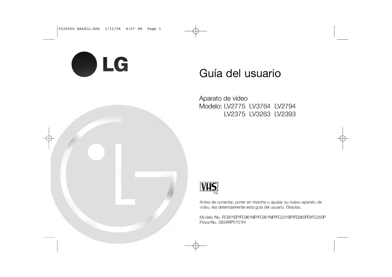 LG FD260P User Manual