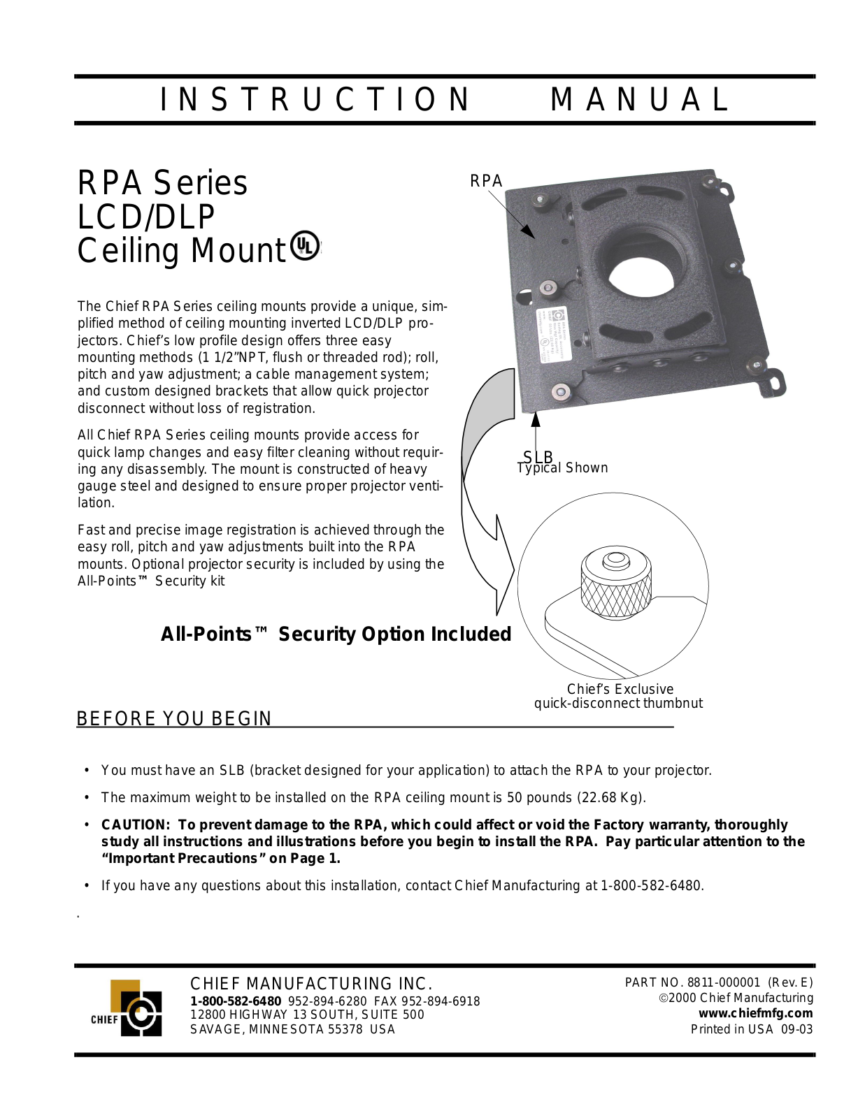 Chief RPA266 Instructions