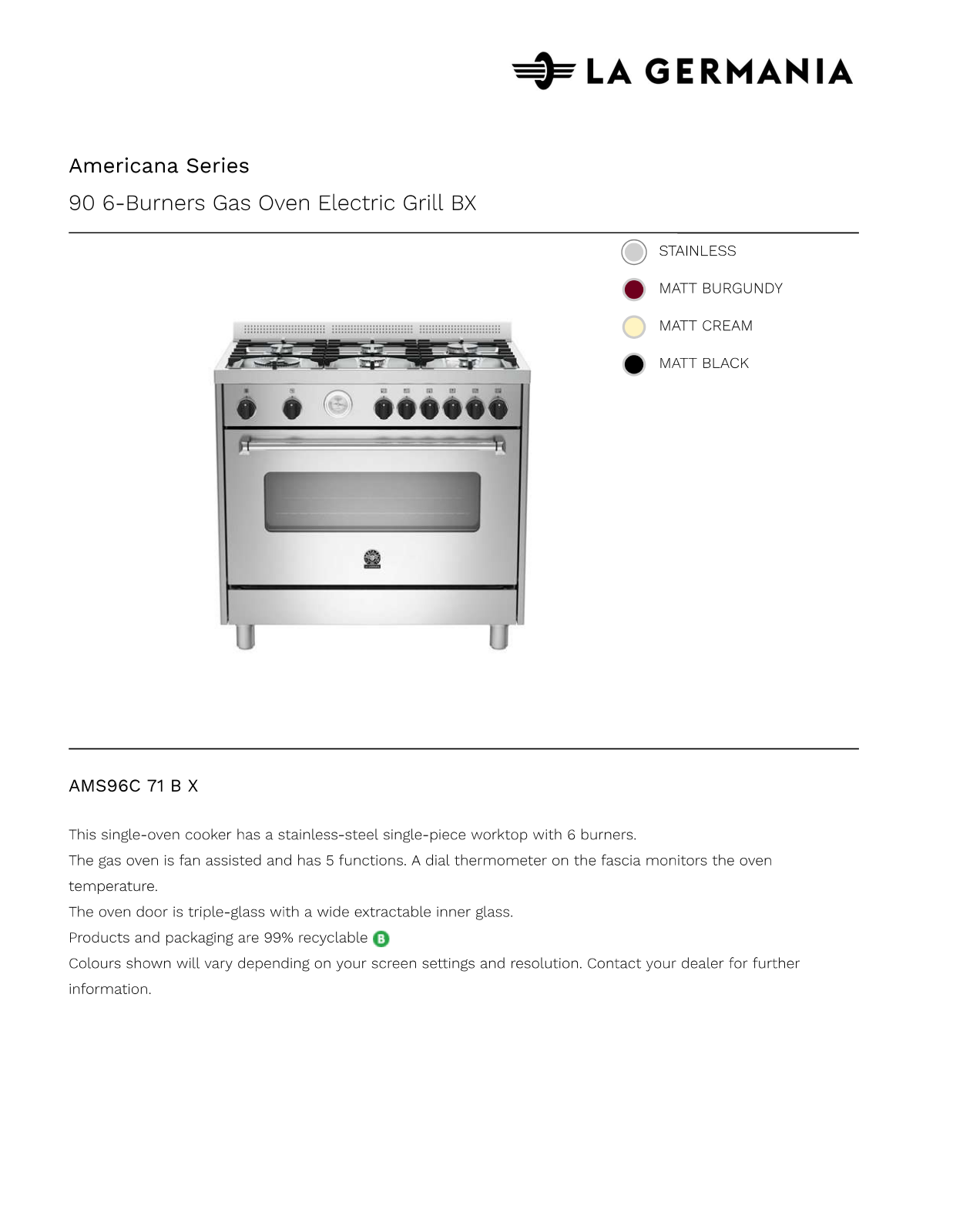 La Germania AMS96C71BX User Manual