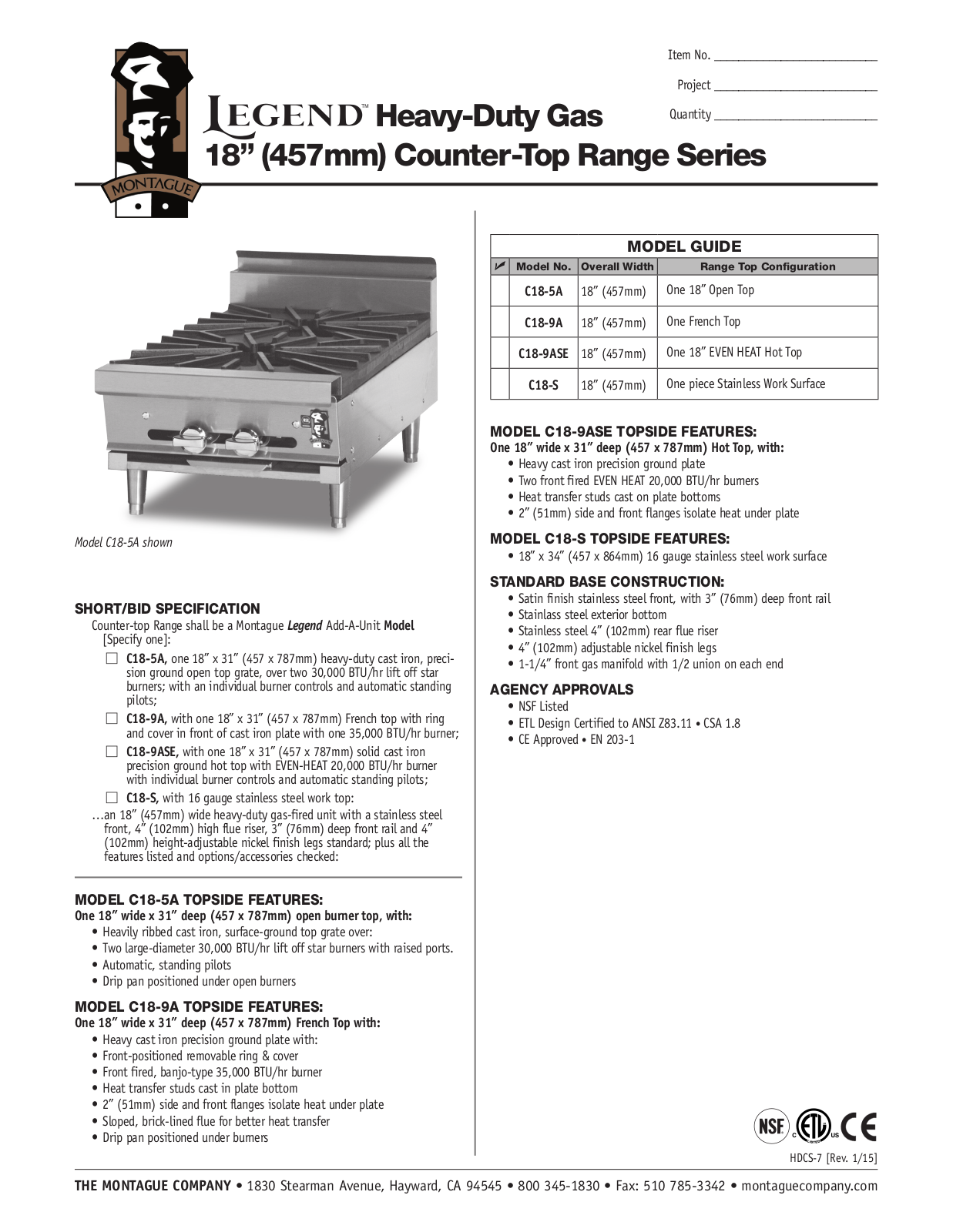 Montague C18-5A User Manual