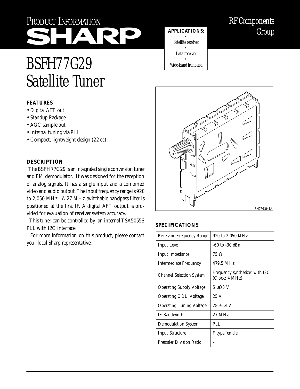 Sharp BSFH77G29 Datasheet