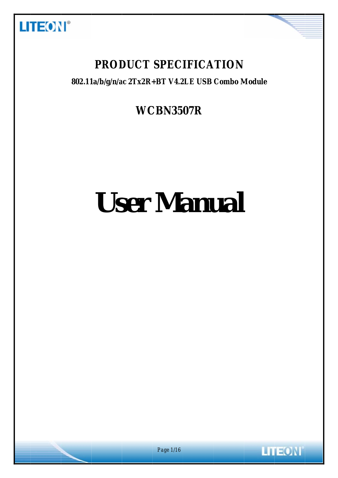 LITE ON TECHNOLOGY WCBN3507R User Manual