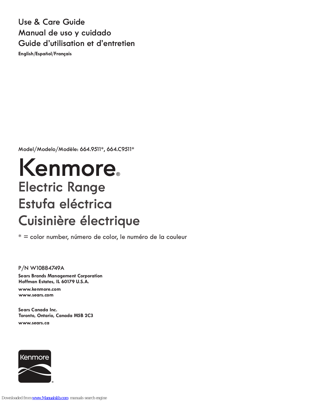 Kenmore 664.9511 series, 664.C9511 series Use & Care Manual