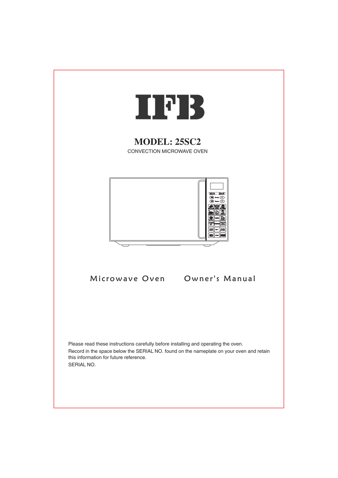 IFB Appliances 25SC2 User Manual