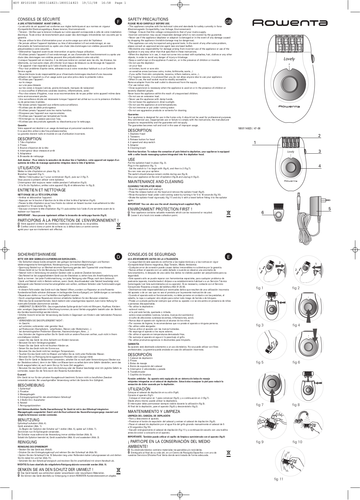 Rowenta EP1010 User manual