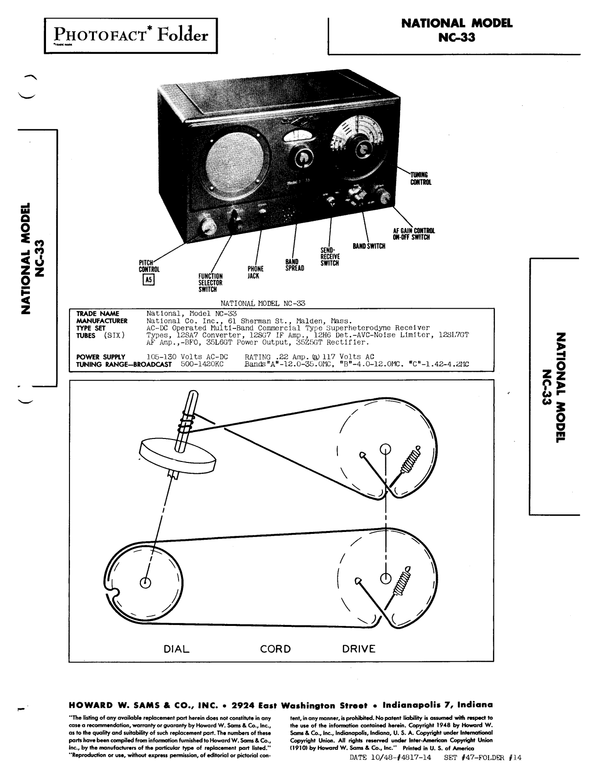 NATIONAL RADIO NC-33 User Manual