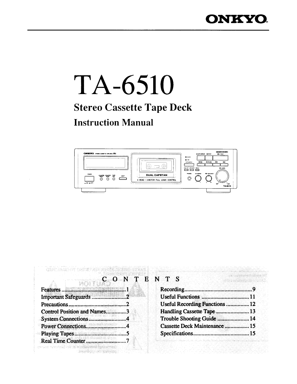 Onkyo TA-6510 Instruction Manual