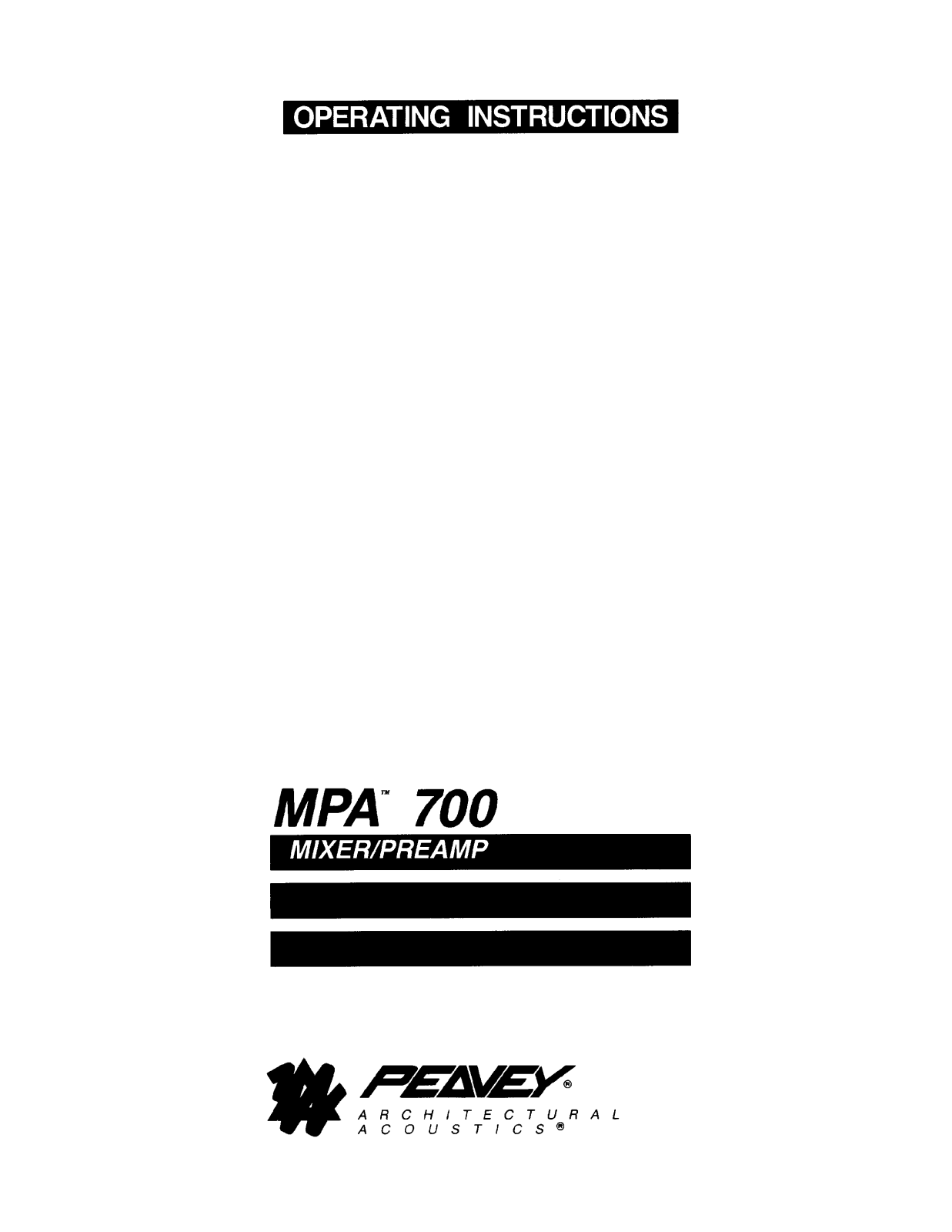 Peavey MPA 700 User Manual