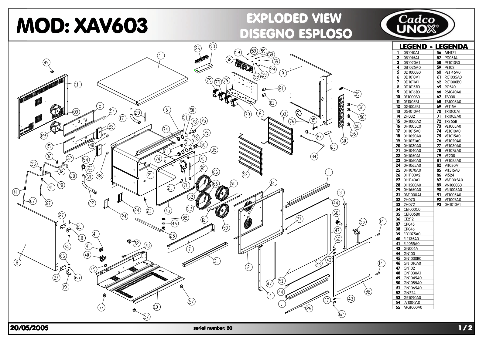 Cadco CAPO-603 Parts List