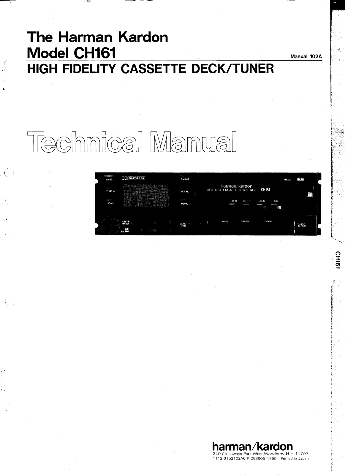 Harman Kardon CH-161 Service Manual