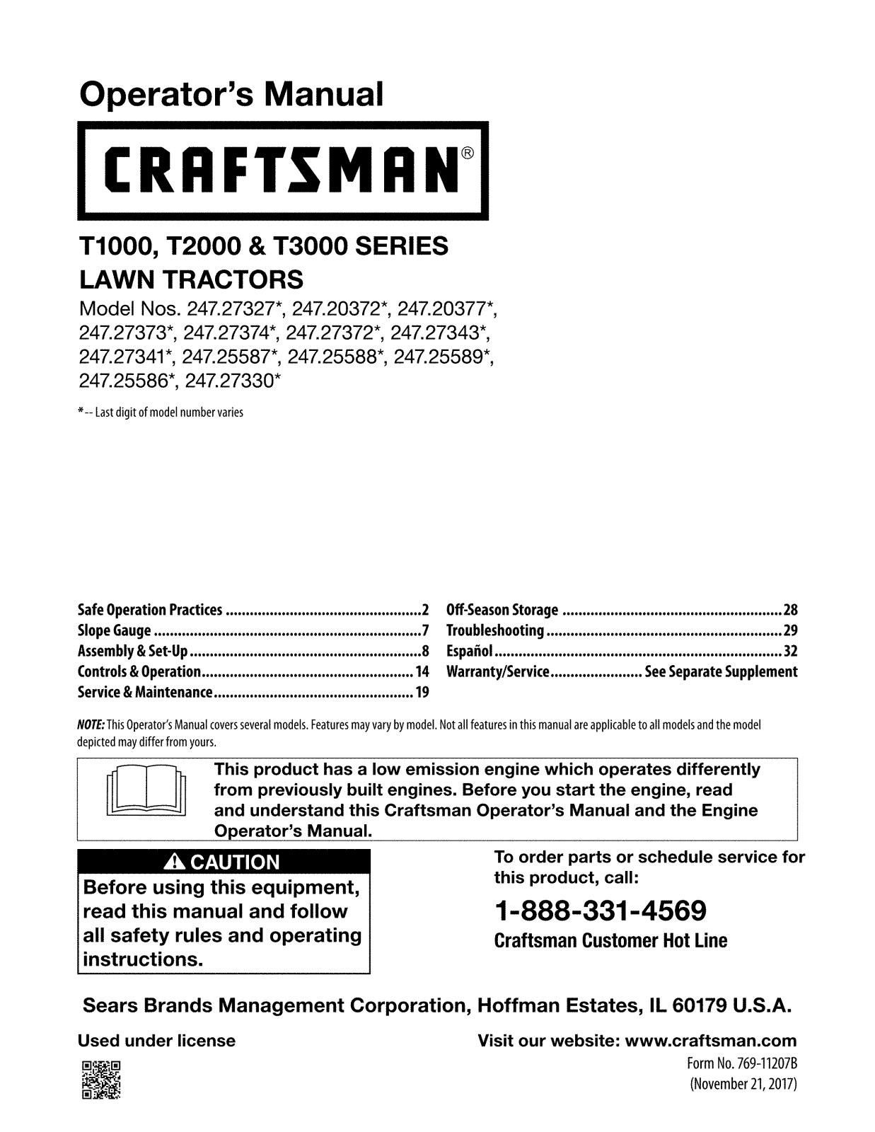 Craftsman 247255890, 247255880, 247255860, 247255870 Owner’s Manual