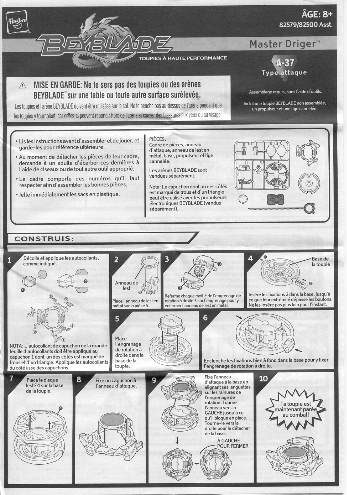 HASBRO Beyblade Tops Master Driger User Manual