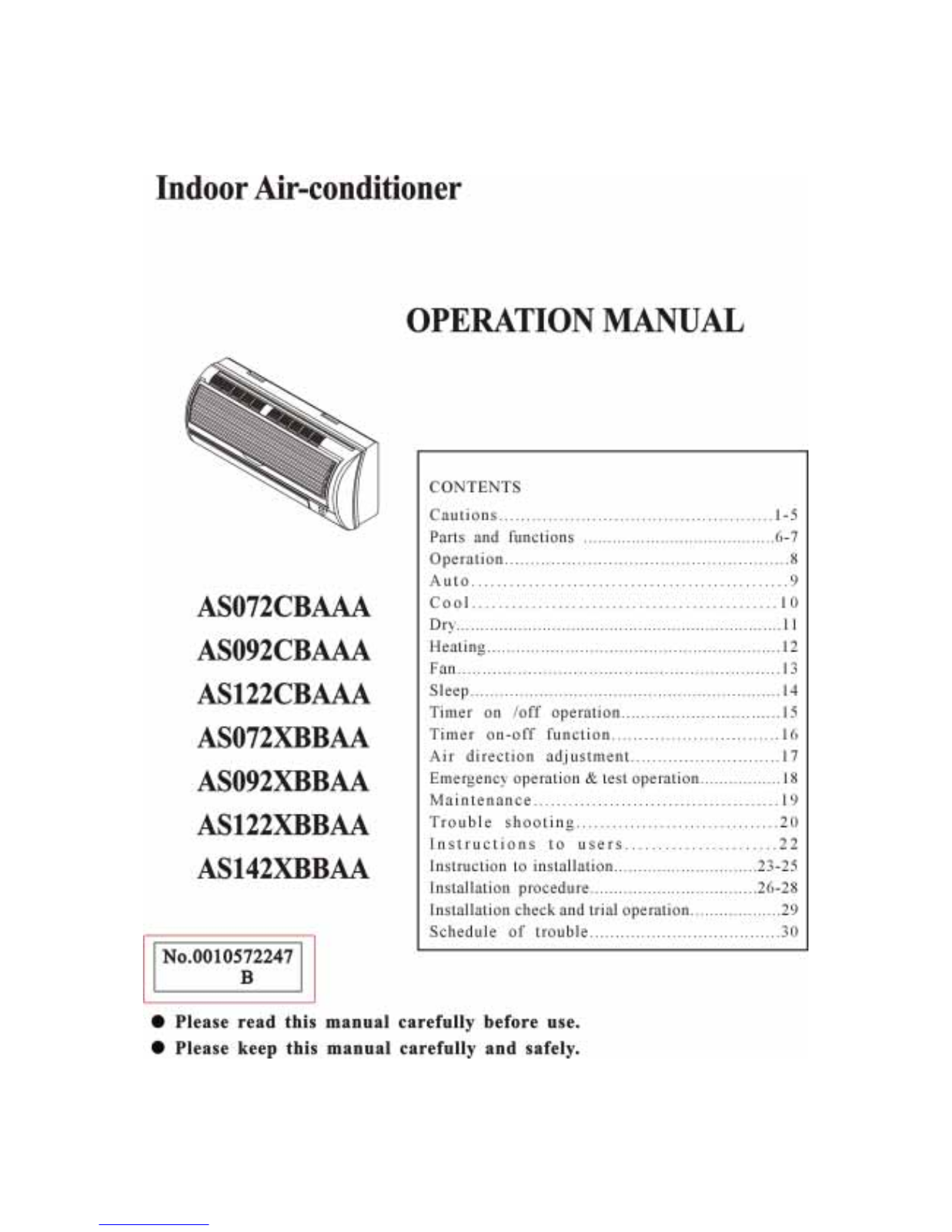 Haier AS072CBAAA user guide manual
