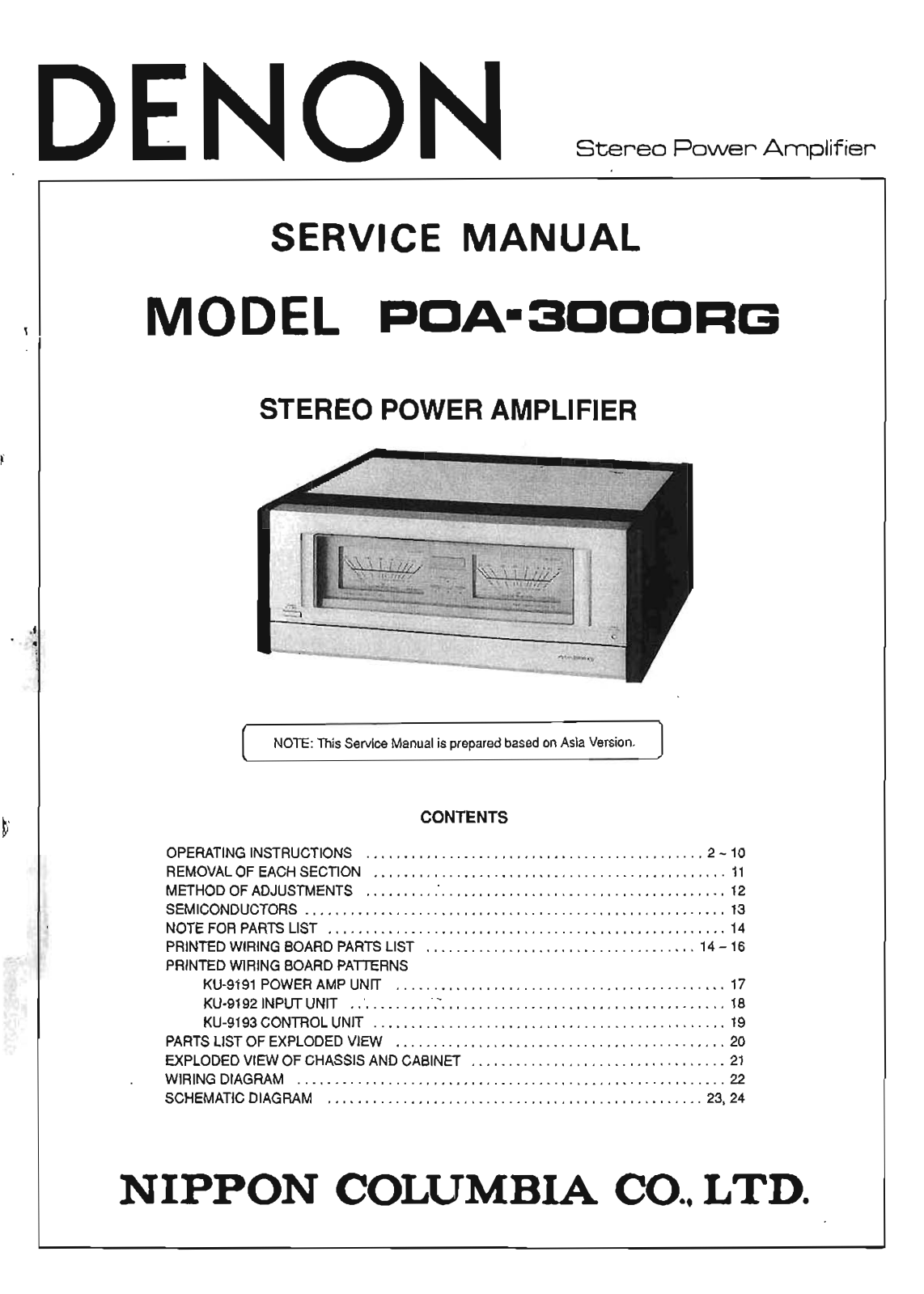 Denon POA-3000RG Service Manual