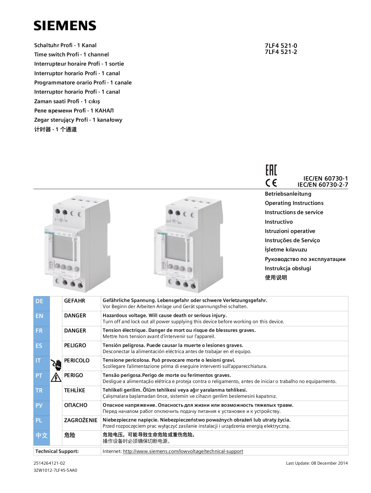 Siemens 7LF4 521-0, 7LF4 521-2 User guide