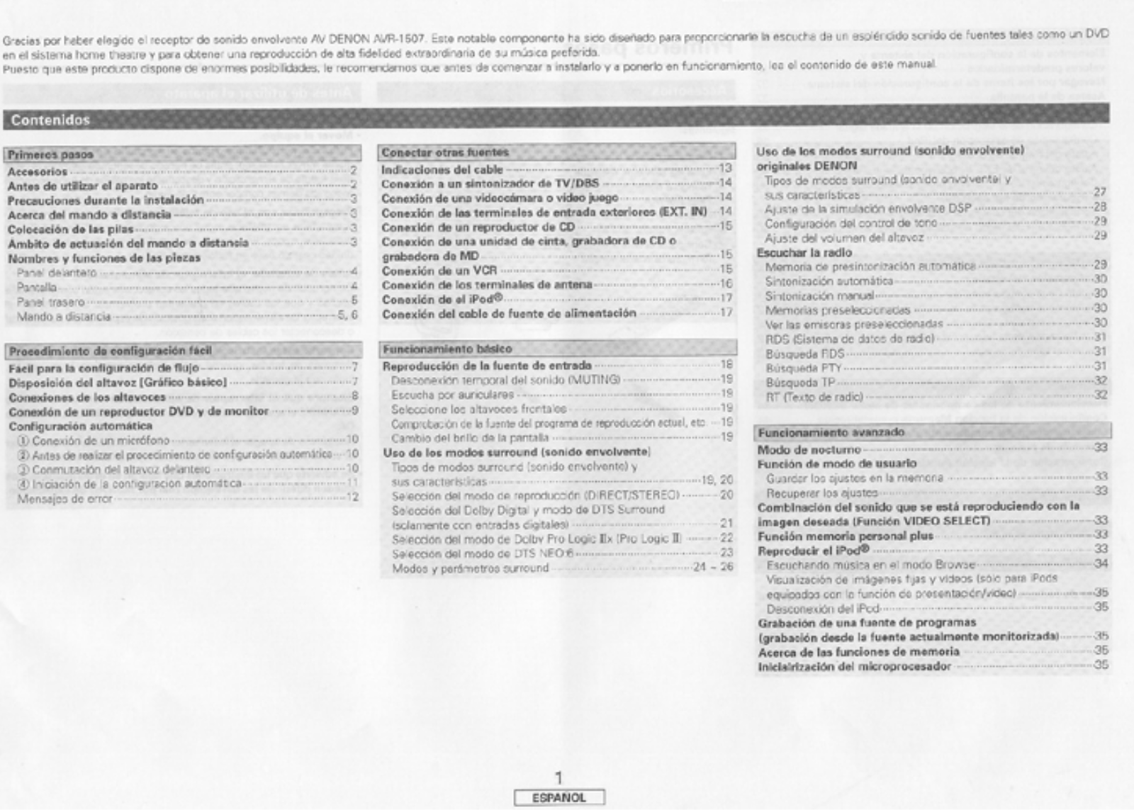 Denon AVR-1507 User Manual