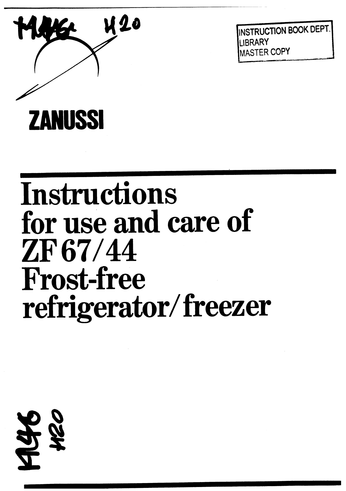 Zanussi ZF67-44 User Manual