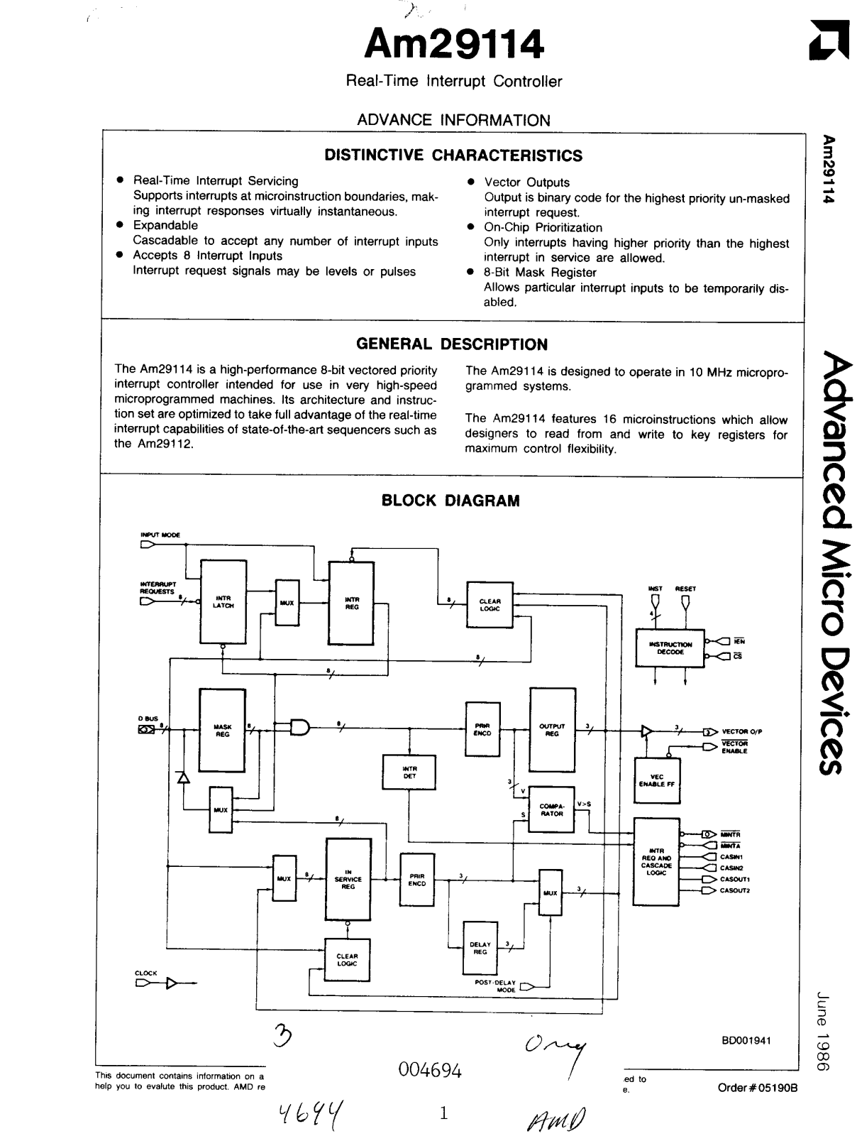 ADVANCED Micro devices AM29114 Service Manual