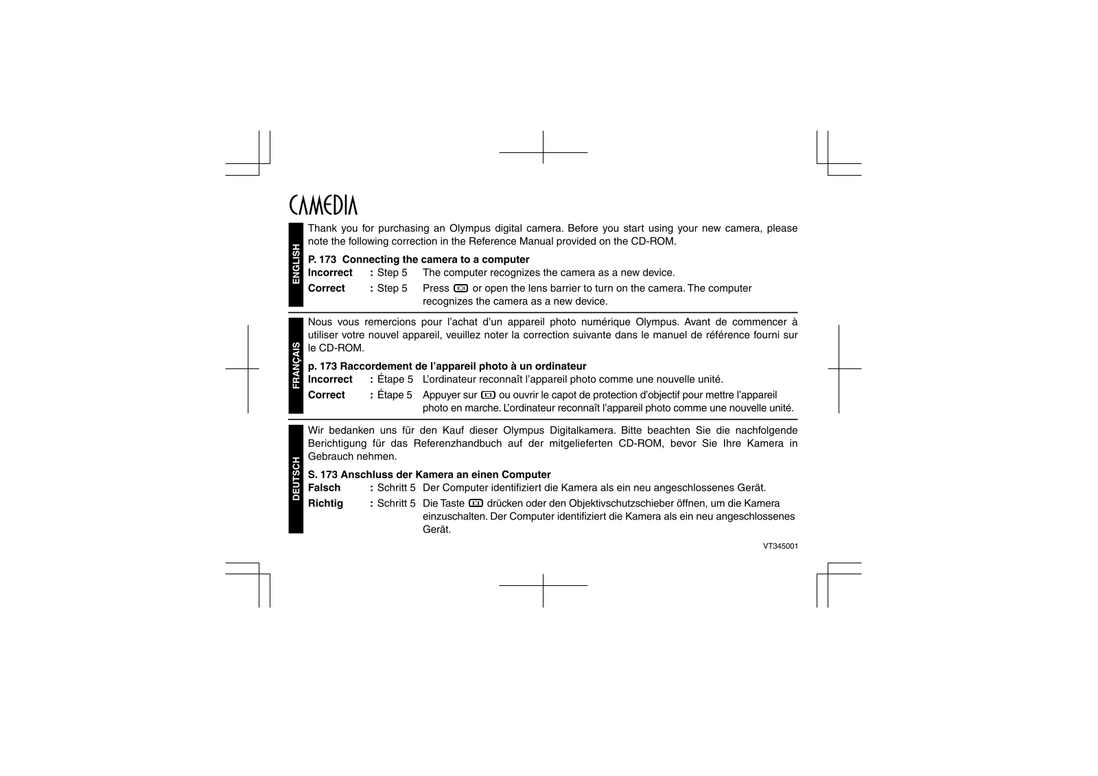 Olympus CAMEDIA D-40 ZOOM QUICK START GUIDE