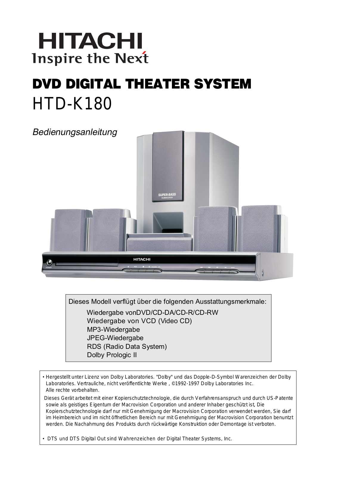 Hitachi HTD-K180 Instruction Manual