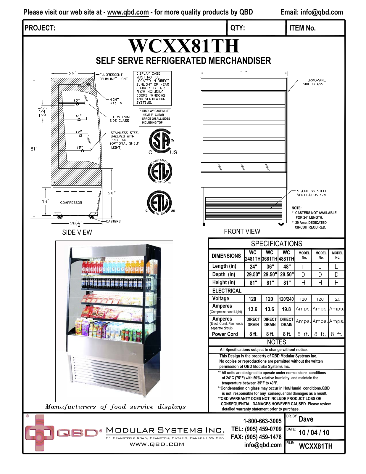 QBD WCXX81TH User Manual