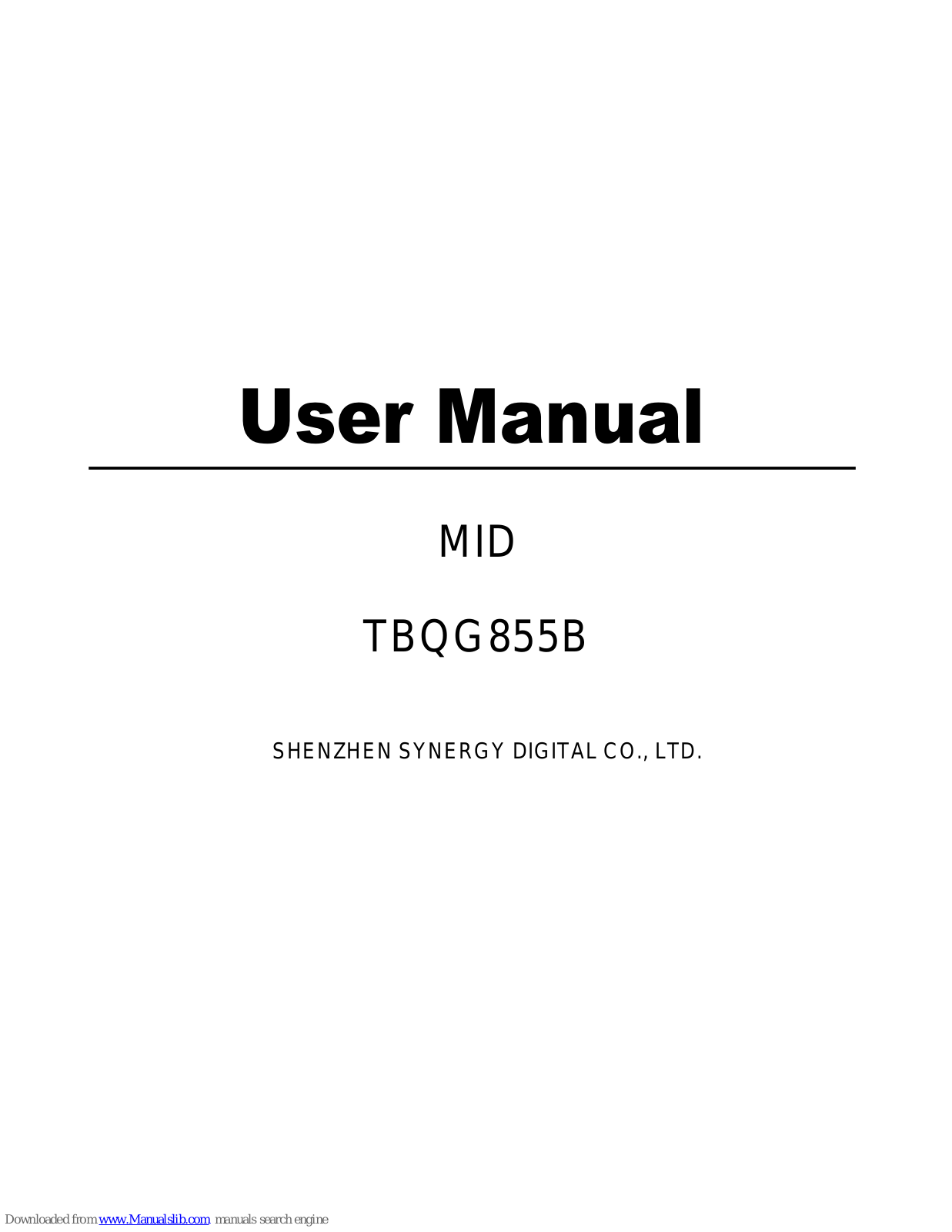 Synergy TBQG855B User Manual