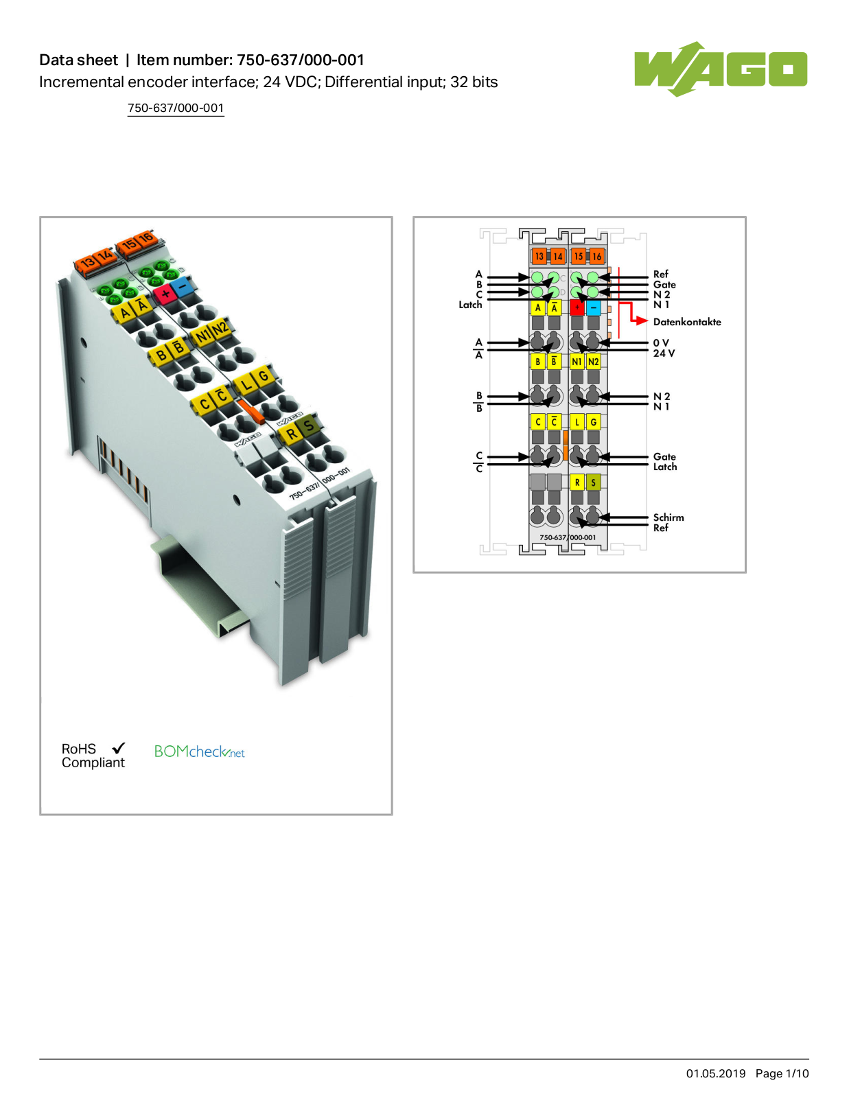 Wago 750-637/000-001 Data Sheet